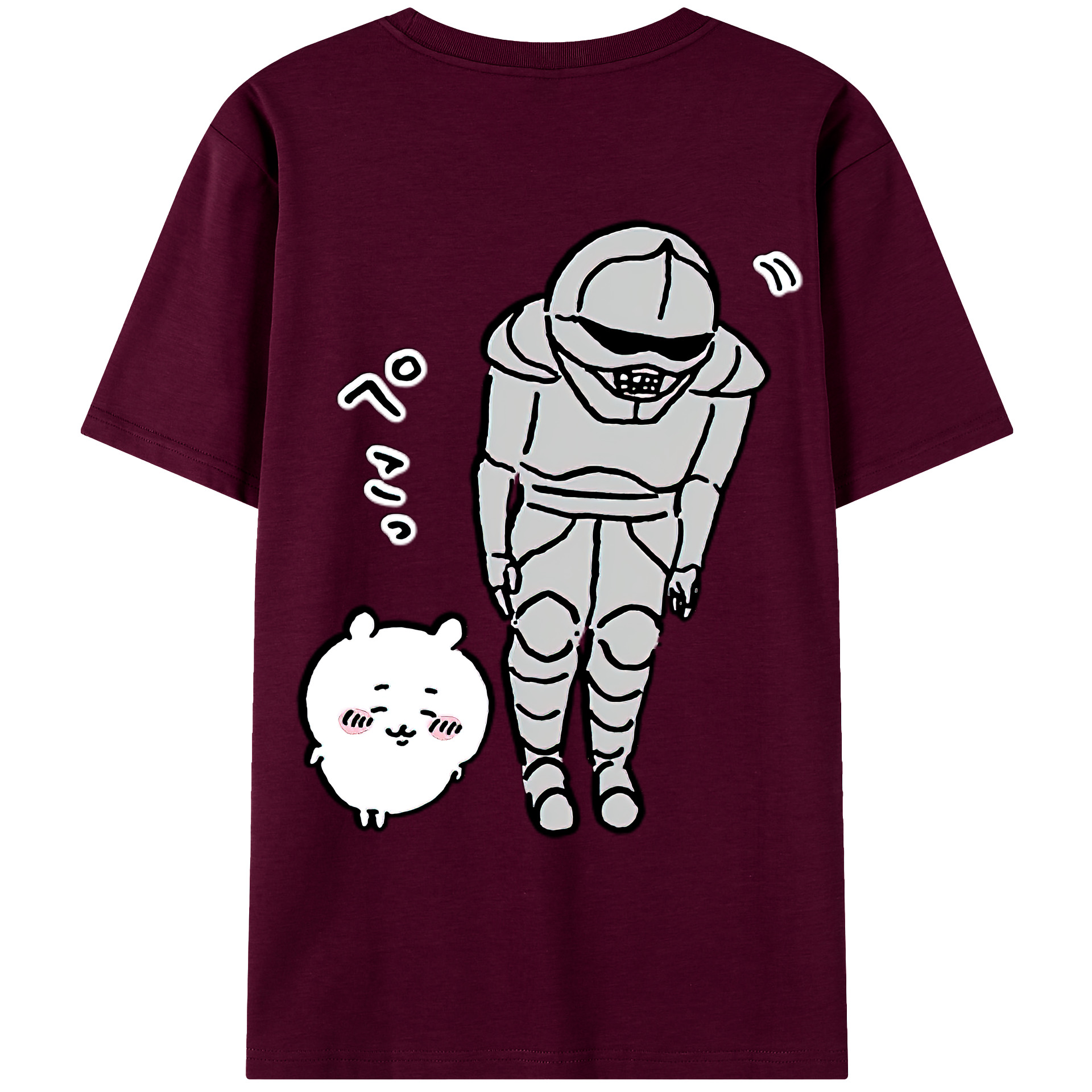 （画像用） ちいかわ 労働の鎧さん Chii-kawa Mr. Armor of Labor レディース半袖Tシャツ(バックプリント)